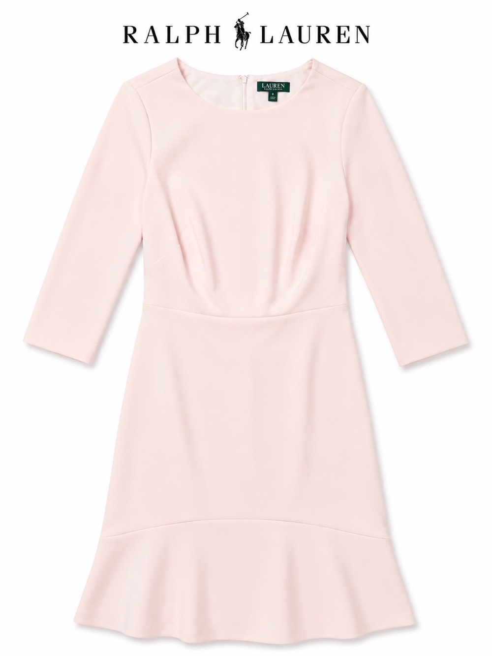 🌸Ralph Lauren Soft Blush 3/4 Sleeve Fit-and-Flare Dress